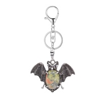 Unakite 13X18mm Cabs Antique Silver Alloy Antique Silver Alloy Bat Pendant Keychain