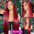 Long Long Wig Red 13x4 Long Burgundy Red Rambut Manungsa 99J Colour Langsung Hd Brasil Lace Frontal Wigre Pre