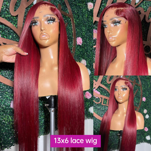 Long Burgoundy rojo 13x4 Camino del cabello humano delantero 99J Colorado HD HD Brasil Brasil Lace Frontal Wig preplantó 180%