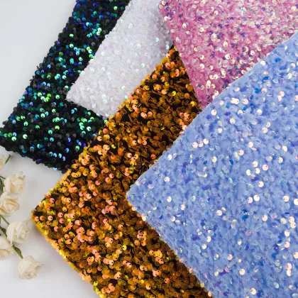 Multi-Color Holographic Sequin Polyester Fabric: 5mm, 100% Polyester, 3D Sequin Velvet Material