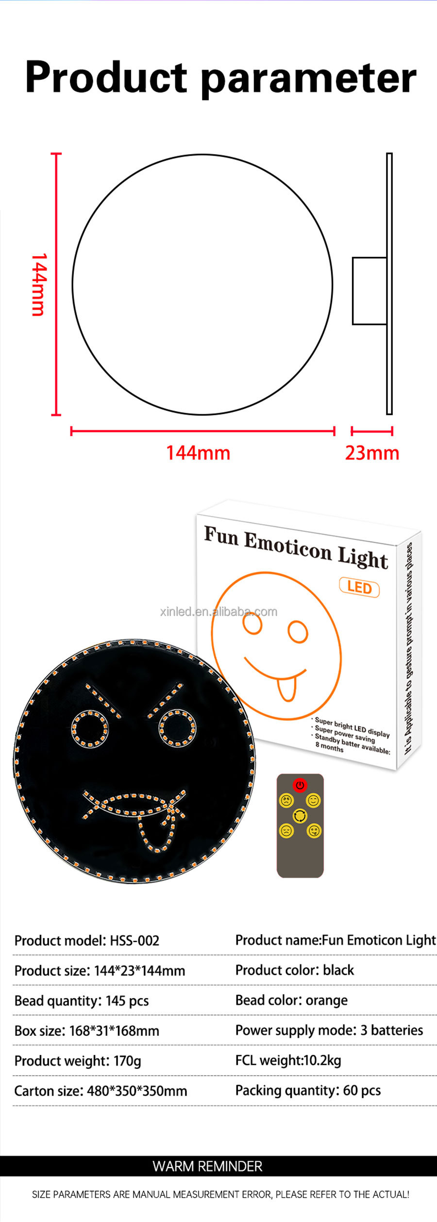 Dynamic Remote Smart Led Five Emotion Switch Car Screen Warning Lamp ...