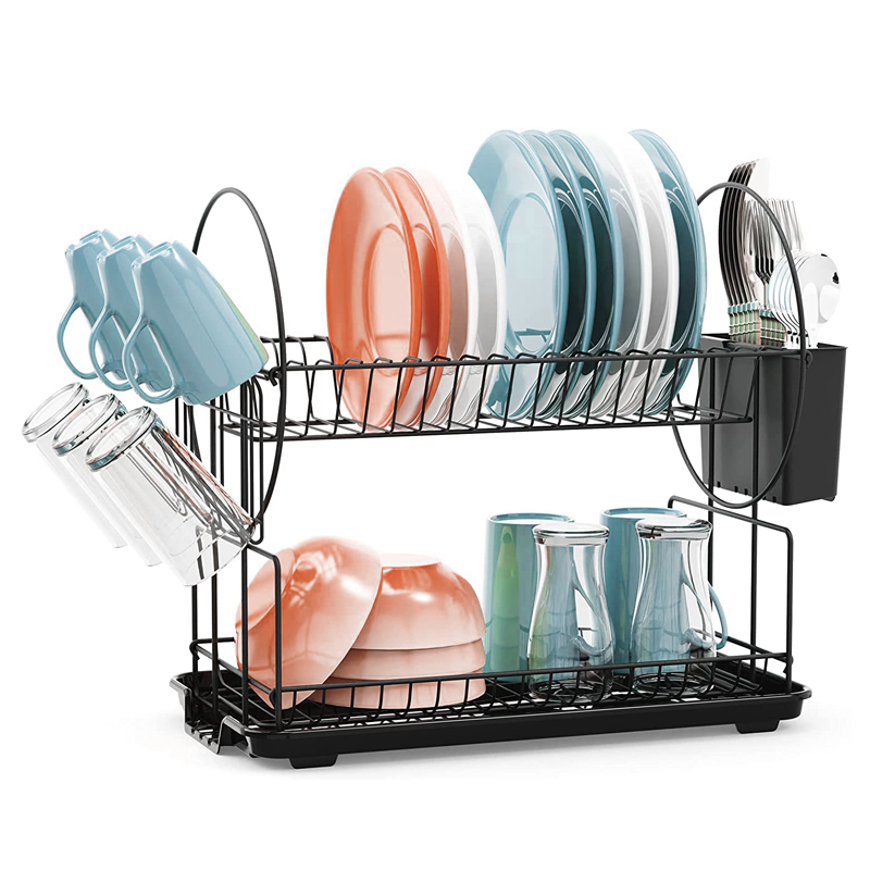 Metal Dish Rack With Draining Tray