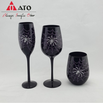 Custom Hand Spider Carton Decor Wine Glasses set