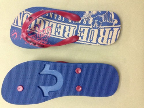 Printing Die Cut Flip Flops. Sand Logo Flip Flops