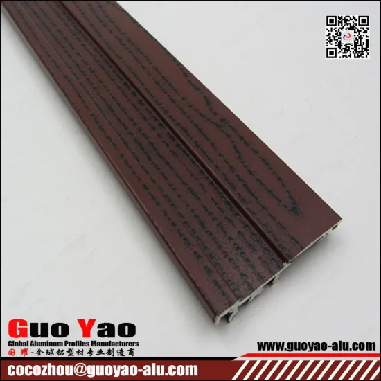 Bottom Rail Wood Grain Aluminium Profiles For Wardrobe Sliding Door