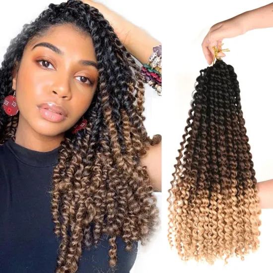 Long Passion Twist Crochet Hair Synthetic Crochet Braid Ombre Blonde Black Braiding Crochet Hair Extension