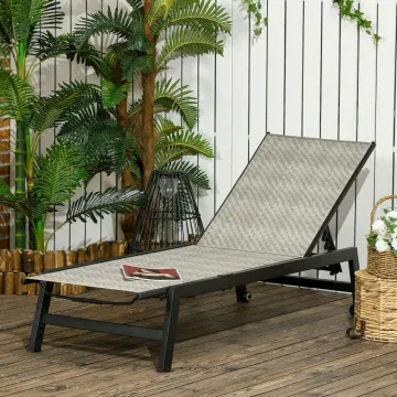 Adjustable Weatherproof Rattan Outdoor Sunlounger Aluminium Beach Lounger