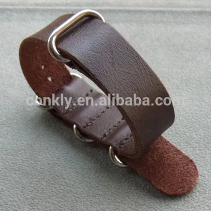 leather ZULU watch straps, genuine leather straps, Retro style ZULU watch bands