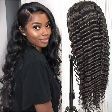 Deep Wave Natural Hair Curly Lace Wig hd Transparent Swiss Lace Front Wigs Raw Virgin India Hair Human Hair Wigs for Black Women