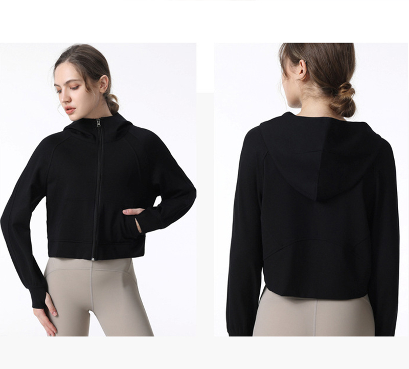 Novo capuz de casaco de pilotagem feminina de algodão preto de algodão preto