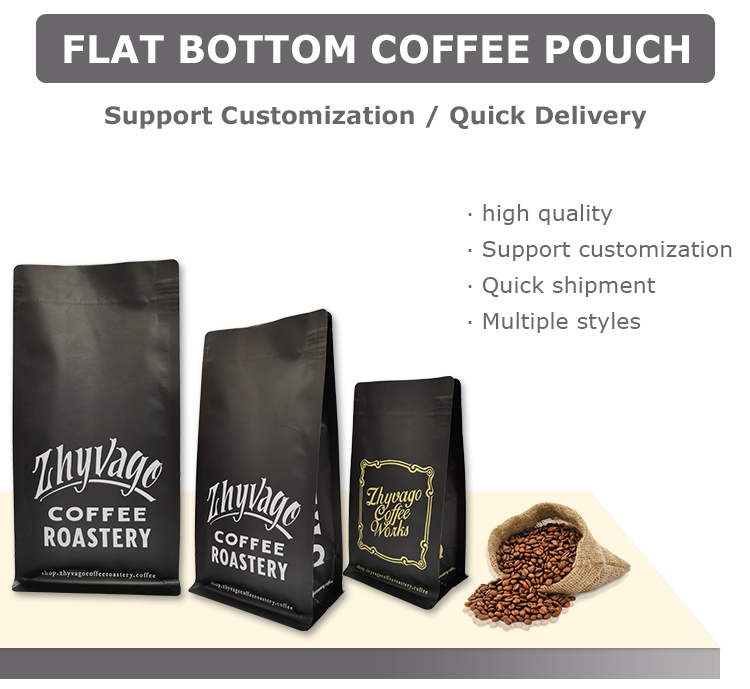 Discount Flat Bottom Pouch Plastic Coffee Bean Packaging with Ziplock