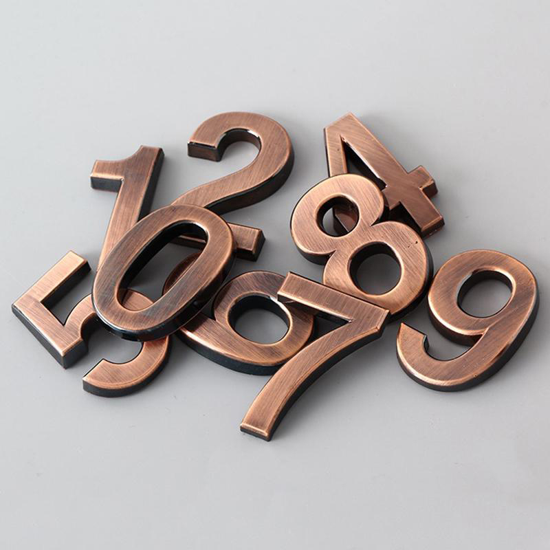 0-9 Vintage Bronze Numbers Sign Hotel Apartment Door Address Plaque Imitation Number Digits Sticker 5CM House Number