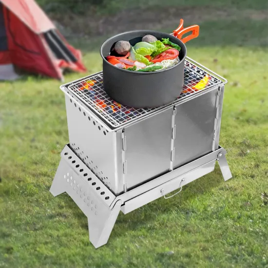 Factory customizable  Camping stainless steel bbq Stove Folding portable Charcoal barbeque Fire pit camping bbq grills Outdoor