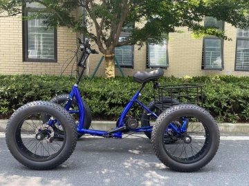 2025 Popular 4-Wheel Electric Bike 1000W Motor 48V 24Ah Battery All-Terrain Electric Quad Cargo Bike with Shock Suspension
