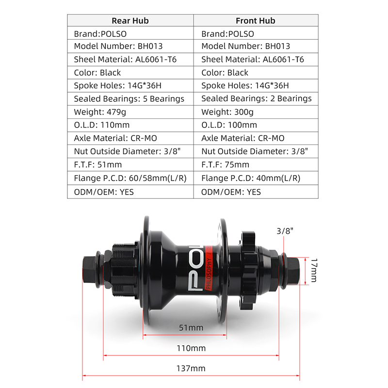 BMX Racing Hub 36H Disc Hub AL6061