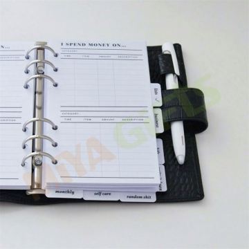 Insertos de papel de carpeta de anillo personal A6 White Custom Presupuesto A6 para revistas planificadoras - Planificación mensual sin fecha