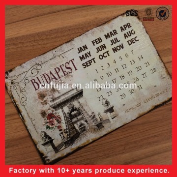 advertising aluminum custom metal tin calendar for decorative sign