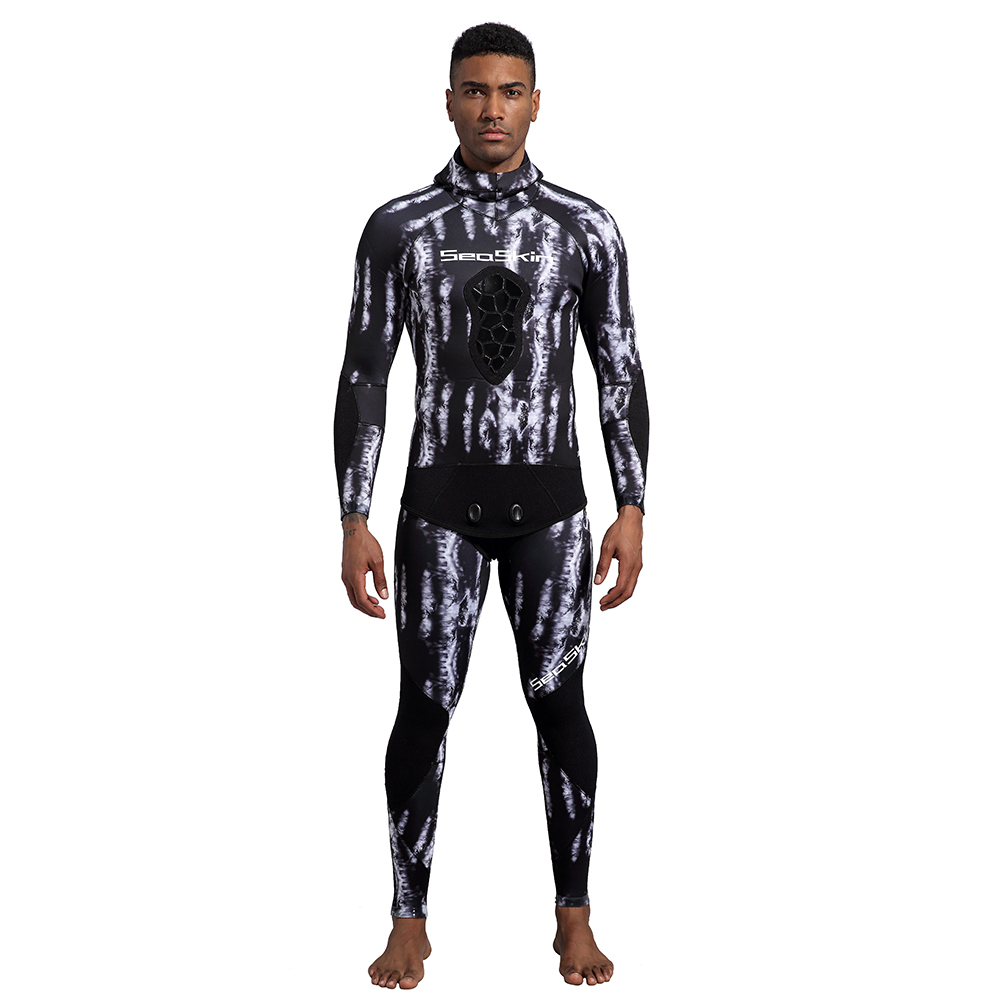 USeasikin 3.5mm izicucu ezimbili ze-camo deaarfishing wetsuit