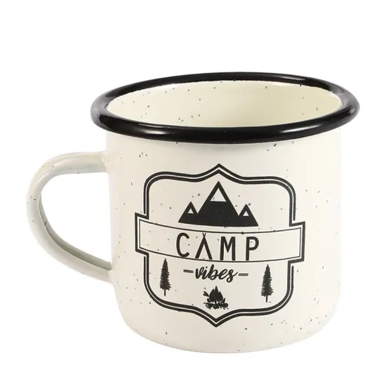Personalized Customized 8cm Cup White Enamel Camping Mug Cup