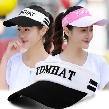 Womens Sport Performance Adjustable Fit Stripe Embroidery Sun Hat