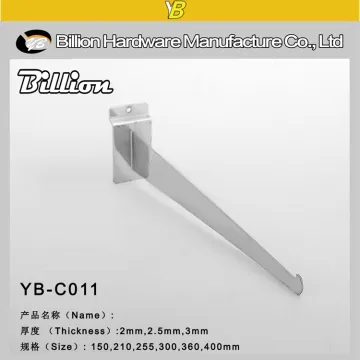 supermarket display hooks with glass support brackets for slatwall