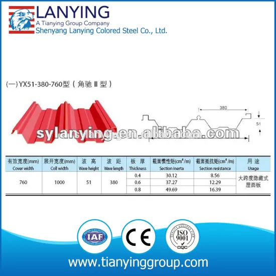 Galvanzied color-coated roofing tile sheet YX-51-380-760