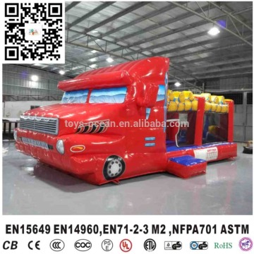 Red truck inflatable obstacle bounce, giant inflatable truck obstacle course