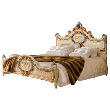 JS Luxury King Size Bedroom Set: European Style, Antique Fashion, Grey and Gold