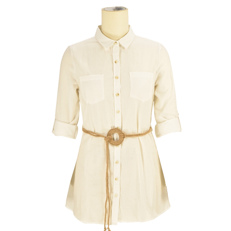 2020 مصمم أزياء متواضع مخصص 100٪ قطن مكتب السيدات المجهزة الدانتيل الأبيض تي شيرت فستان المرأة