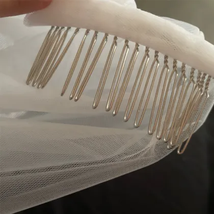 Two Layers Lace Bridal Veils with Comb - White/Ivory Tulle Wedding Veils