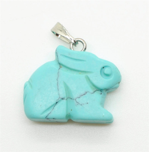 Pendentif en forme de lapin turquoise