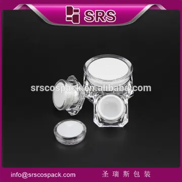 SRS free sample cosmetic cream jar, 15g 30g 50g acrylic cosmetic transparent plastic jar