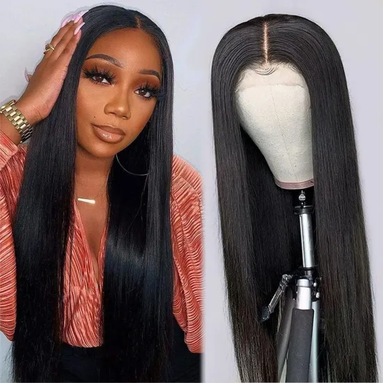 180% 4*4 closure straight lace wig Wholesale customization 100% sliky Raw Virgin Cuticle Aligned Brazilian Human Hair