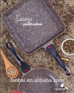 circle aluminum marble non stick coating bakelite handle PFOA free thermo point fry pan grill pan