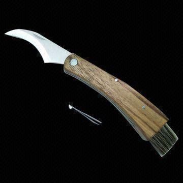 Pocket Knife with Brush and Tweezer Functions, Made of Rose Wood Handle/Stainless Steel Blade