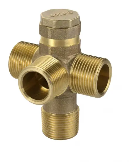 Forged brass threaded four way valves
