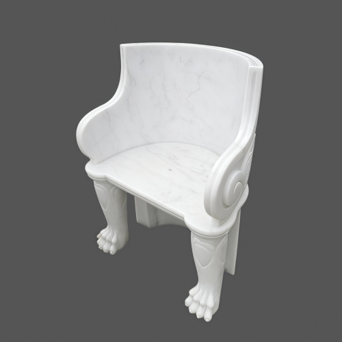 Luxurious Hand-Carved White Marble Chair