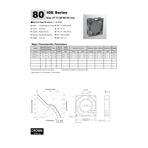 Crown 0825 Fan de mesa de 12v DC