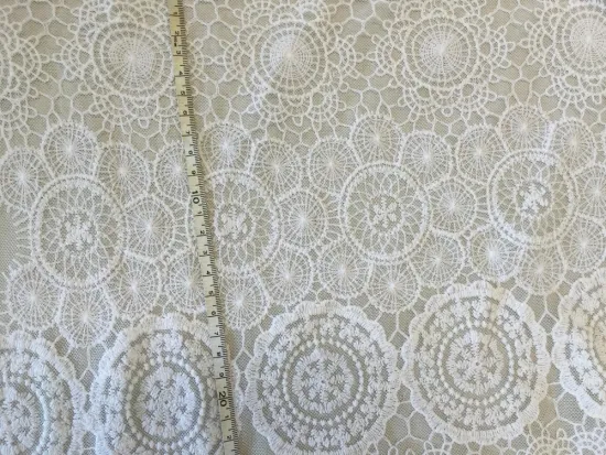 stock! cotton embroidery lace with poly mesh base fabrics 130cm width