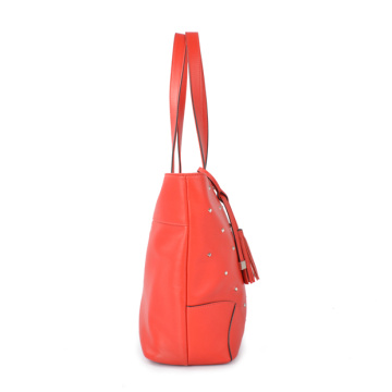 Catalina Leather Shoulder Bag Handcrafted Tote in Red