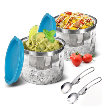 Stainless Steel Dip Chiller Bowl with Ice Pack for Salad Serving
