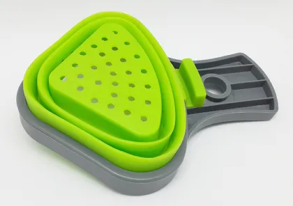 Silicone collapsible pasta baskets/pasta strainer Practical foldable silicone colander silicone pasta basket with plastic handle