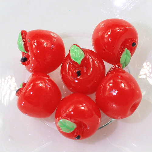 New Charm Red Fruits Shaped 3D Perlen Harz Cabochon Simulation Essen 100pcs / bag Kinder DIY Craft Decor Perlen