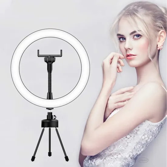 LEDEAST 10.2 Dimmable LED Desk Makeup Beauty Ring Light with Phone Holder