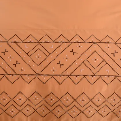 Orange PURE & WHOLE cross embroidered 100% Cotton bedding Quilt cover set