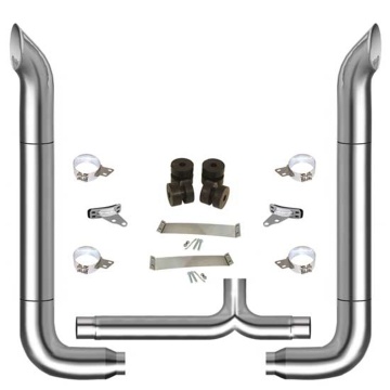 Σύστημα εξάτμισης Chrome με στοίβες συμμετοχής της West Coast και Long Drop Elbows - 7-5 x 120 ιντσών κιτ