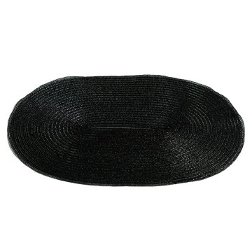 Oval Braided Placemats - Heat Resistant Set of Four PP Woven Placemats in Classic Black