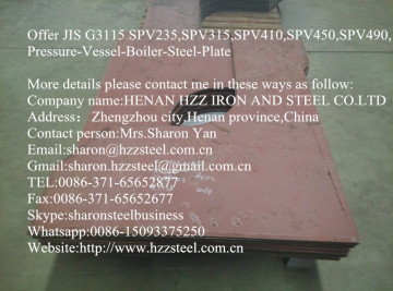 Offer JIS G3115 SPV490,Pressure-Vessel-Boiler-Steel-Plate