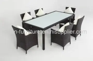 Modern Furniture Pe Rattan Dinner Set Table And Chair 7pcs 