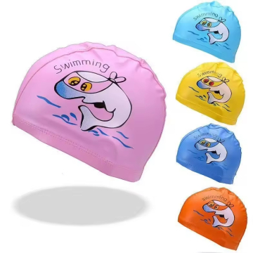 Children's Waterproof Ear Protection PU Swimming Cap for Boys and Girls – Cartoon Design for Comfortable Hair Protection